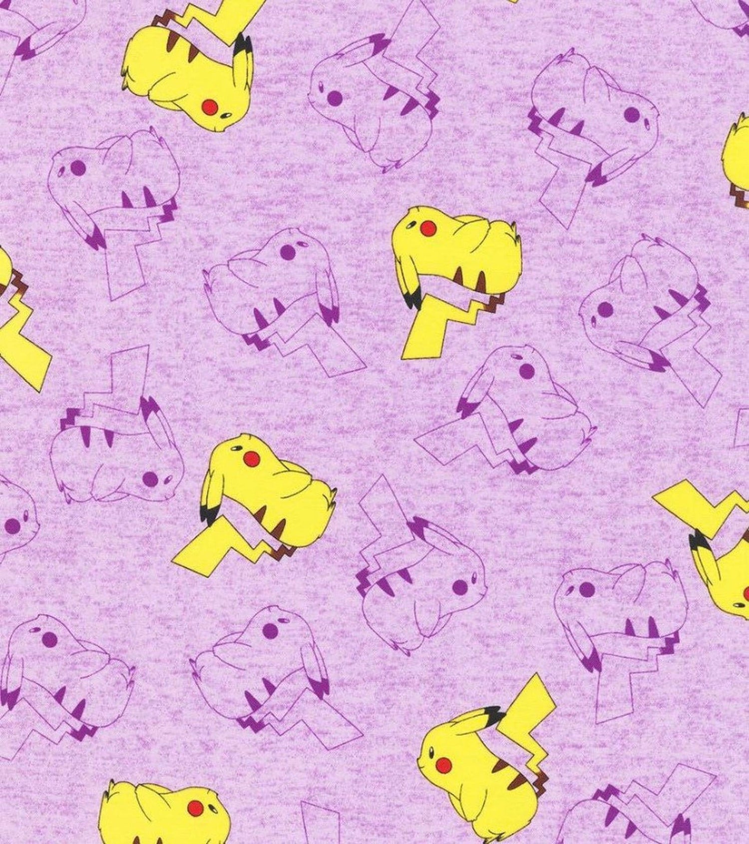 Quilting Cotton Pokémon Pikachu Heather Print Robert Kaufman