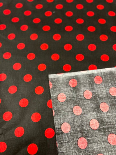 1 Yard Polka Dot Print Poly Cotton Fabric 1 Inch Durable Apparel Material width