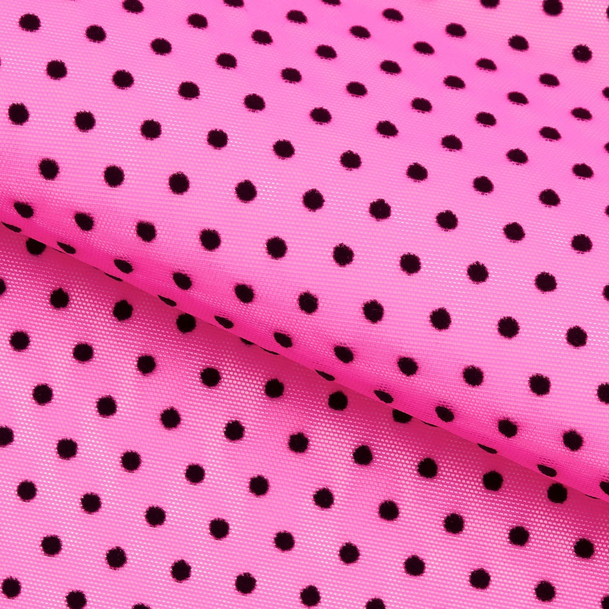 Polka Dot Flocked Stretch Mesh Nylon Spandex Fabric - Polka Dot, 56/58" Width (1 Yard)