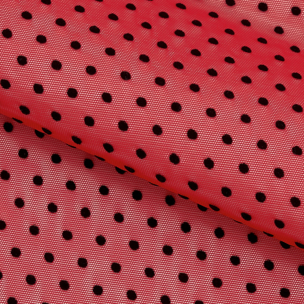 Polka Dot Flocked Stretch Mesh Nylon Spandex Fabric - Polka Dot Flocked Stretch Mesh, 56/58" Width (1 Yard)