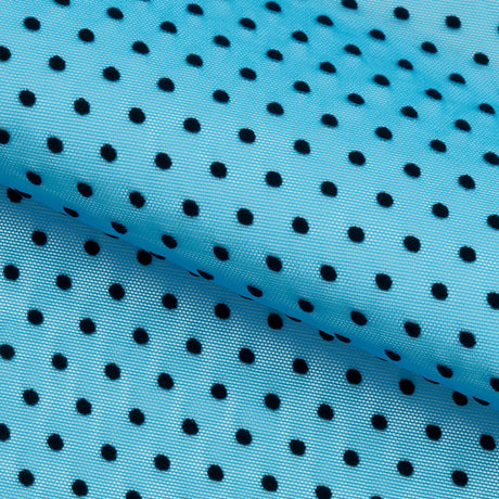 Polka Dot Flocked Stretch Mesh Nylon Spandex Fabric - Polka Dot Flocked Stretch Mesh, 56/58" Width (1 Yard)