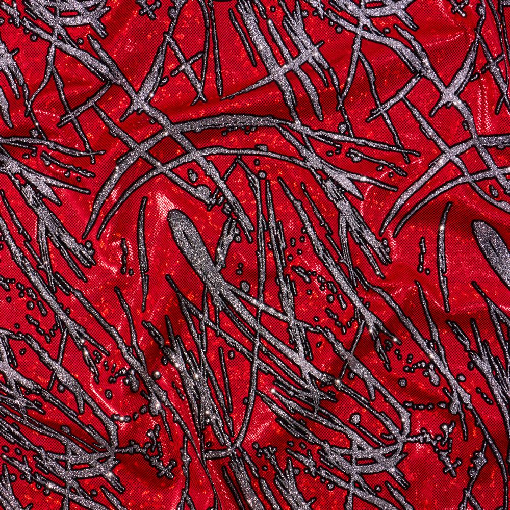 Pollock Shattered Glass Nylon Spandex Fabric - Holographic Foiled Glitter Flocking, 54/56" Width (1 Yard)