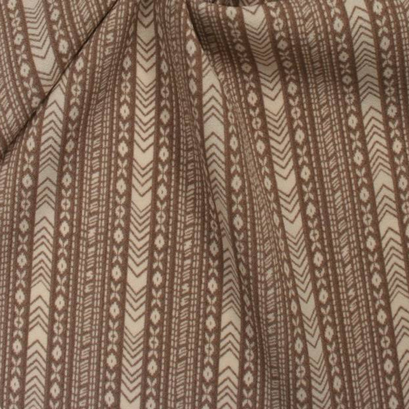 1 Yard Taupe Ivory Poly Spandex Print Apparel Fabric 57 Inch Width