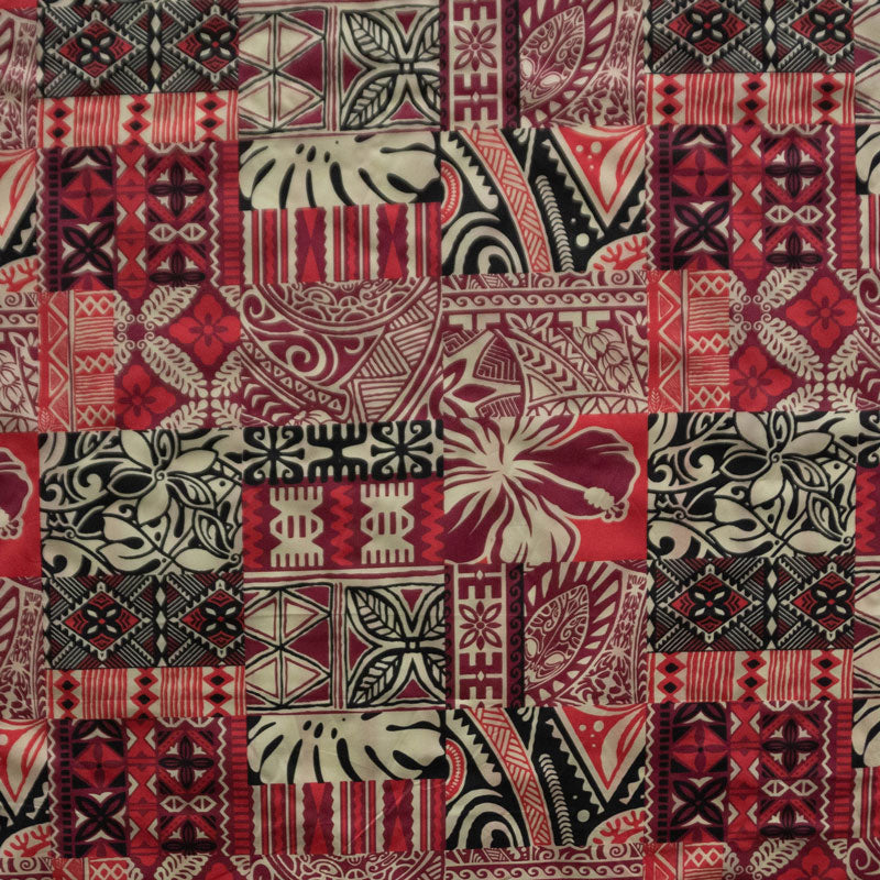 Polyester Fabric Traditional Polynesian Tapa Design