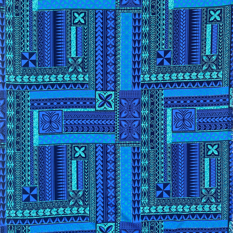 Peachskin Fabric Polynesian Geometric Symmetrical Design