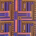 Peachskin Fabric Polynesian Geometric Symmetrical Design