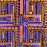 Polynesian Geometric Symmetrical Design Peachskin Fabric - Polyester, Geometric Pattern, 44/45" Width (1 Yard)
