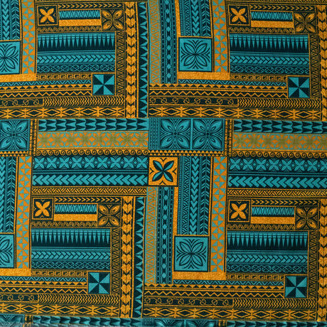 Peachskin Fabric Polynesian Geometric Symmetrical Design
