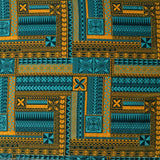 Polynesian Geometric Symmetrical Design Peachskin Fabric - Polyester, Geometric Pattern, 44/45" Width (1 Yard)