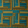 Polynesian Geometric Symmetrical Design Peachskin Fabric - Multicolor Geometric Symmetrical Pattern, 44/45" Width (1 Yard)