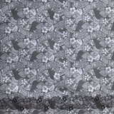 Polynesian Hibiscus & Plumeria Flowers Poly-Cotton Fabric - Traditional Tattoo Single Border, 45" Width (1 Yard)