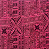 Polynesian Motif Cotton Barkcloth Fabric - Geometric Floral Polynesian Print, 45" Width (1 Yard)