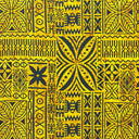 Polynesian Motif Cotton Barkcloth Fabric - Geometric Floral Polynesian Print, 45" Width (1 Yard)
