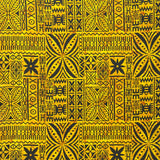 Polynesian Motif Cotton Barkcloth Fabric - Geometric Floral Polynesian Print, 45" Width (1 Yard)