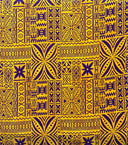 Polynesian Motif Cotton Barkcloth Fabric - Geometric Floral Polynesian Print, 45" Width (1 Yard)