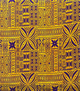 Polynesian Motif Cotton Barkcloth Fabric - Geometric Floral Polynesian Print, 45" Width (1 Yard)