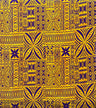 Polynesian Motif Cotton Barkcloth Fabric - Geometric Floral Polynesian Print, 45" Width (1 Yard)