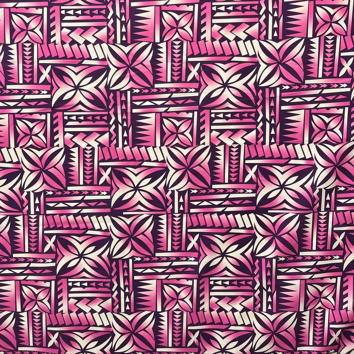 Polynesian Tribal Bloom Polyester Poplin Fabric - Hibiscus Plumeria Polynesian Tribal Print, 36" X 60" (1 Yard)