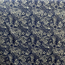 Polynesian Tribal Print Chambray Fabric - Denim Look, Monstera Leaves, Turtles, Hibiscus And Plumeria, 58/60" Width (1 Yard)