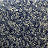 Polynesian Tribal Print Chambray Fabric - Denim Look, Monstera Leaves, Turtles, Hibiscus And Plumeria, 58/60" Width (1 Yard)
