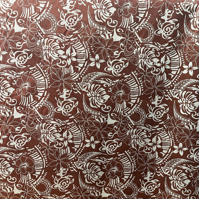 Polyester Cotton Tribal Print Fabric Chambray Denim Look