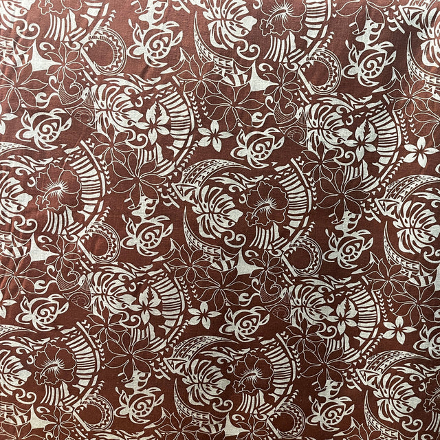 Polyester Cotton Tribal Print Fabric Chambray Denim Look