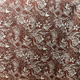 Polynesian Tribal Print Chambray Fabric - Denim Look, Monstera Leaves, Turtles, Hibiscus And Plumeria, 58/60" Width (1 Yard)