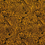 Polynesian Tribal Stems & Leaves Cotton Light Barkcloth Fabric - All Over Design, Mustard/Brown, 36" X 45" (1 Yard)