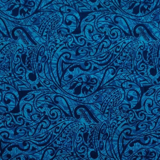 Polynesian Tribal Stems & Leaves Cotton Light Barkcloth Fabric - All Over Design, Mustard/Brown, 36" X 45" (1 Yard)