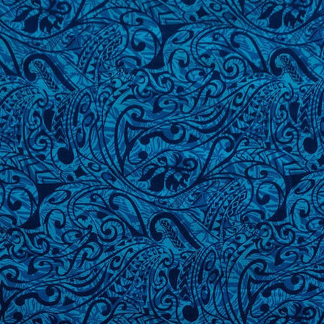 Polynesian Tribal Stems & Leaves Cotton Light Barkcloth Fabric - All Over Design, Mustard/Brown, 36" X 45" (1 Yard)