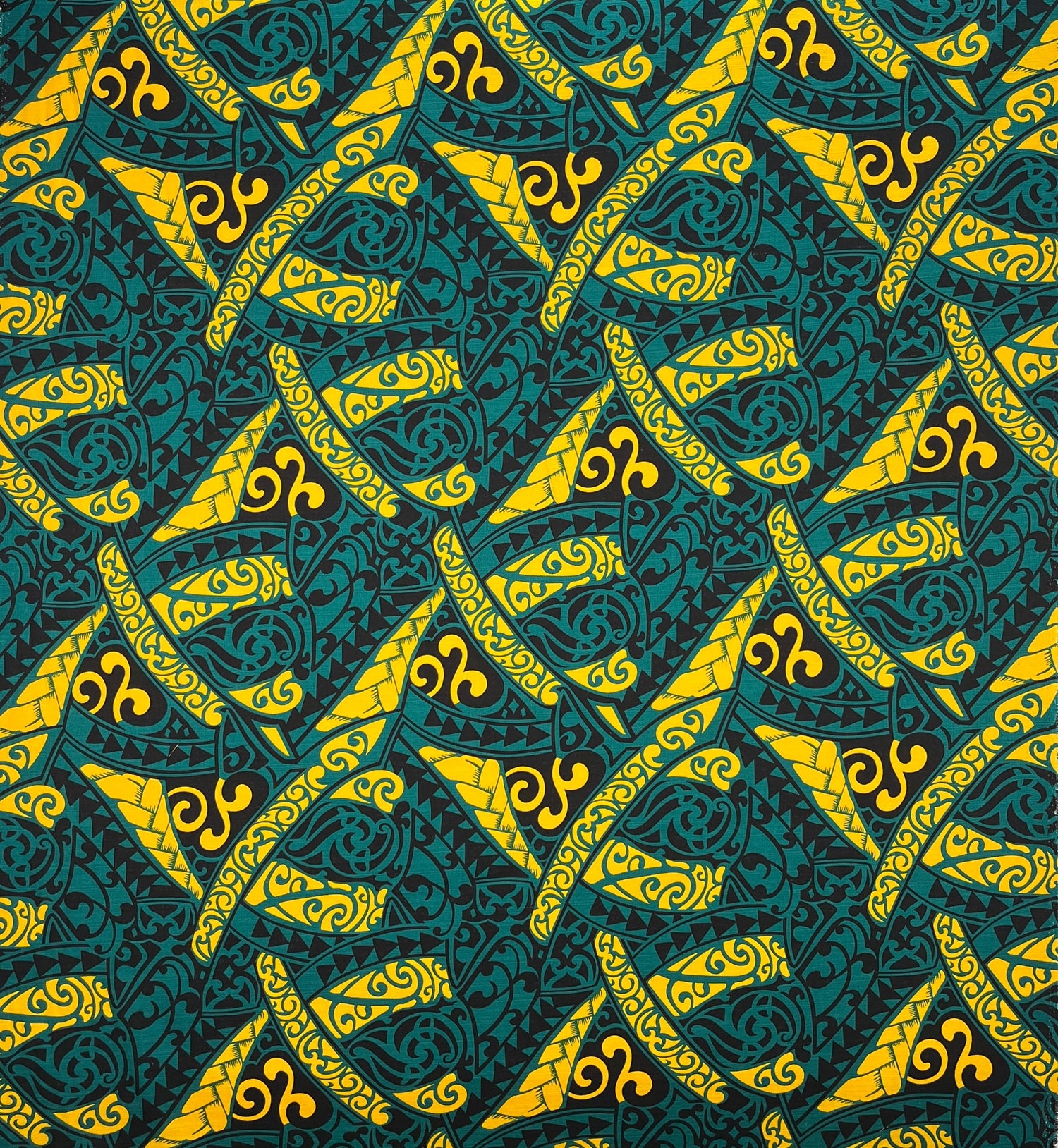 Polynesian Tribal Triangle Formation Design Light Barkcloth Fabric - Grey/Orange/Black, 45" Width (1 Yard)