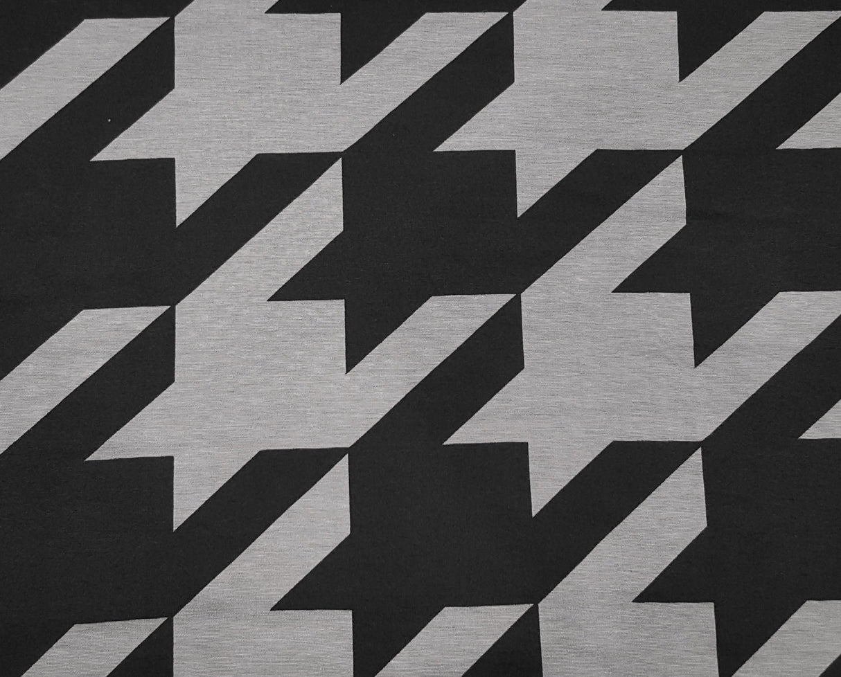 Ponte Roma Knit Black Gray Houndstooth