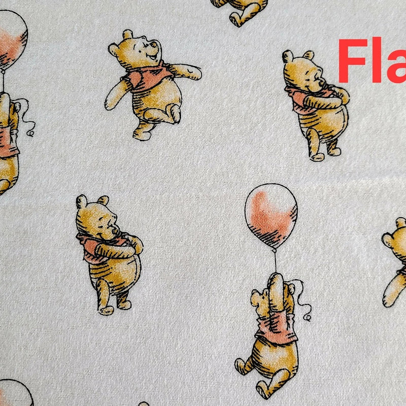 Flannel Fabric Disney Winnie the Pooh Balloon on White