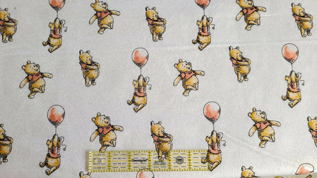 Flannel Fabric Disney Winnie the Pooh Balloon on White