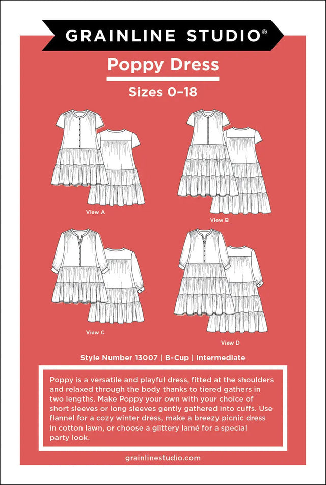 Poppy Dress Sewing Pattern Sizes 0-18