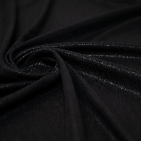 Posh Titanium Foiled Slinky Jacquard Polyester Spandex Fabric - Black/Silver, 56" Width (1 Yard)