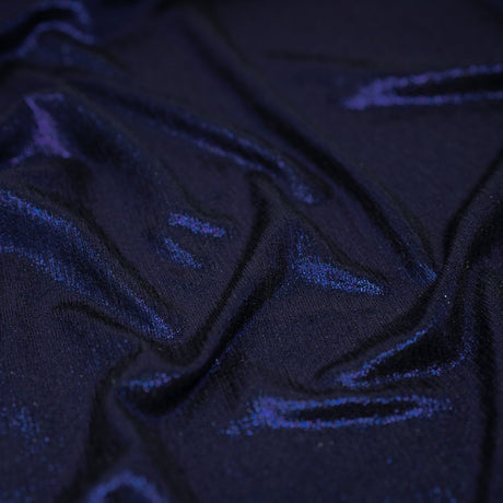 Posh Titanium Foiled Slinky Jacquard Polyester Spandex Fabric - Black/Silver, Black/Gold, Black/Fuchsia, Black/Royal, Black/Gunmetal, Black/Black, 56" Width (1 Yard)