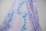 Precious Stretch Lace Sequin Nylon Spandex Fabric - Lilac/Iridescent, Light Blue/Iridescent, Petal Pink/Iridescent, Soft Grey/Iridescent, 58/60" Width (1 Yard)