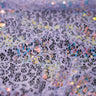 Precious Stretch Lace Sequin Nylon Spandex Fabric - Lilac/Iridescent, Light Blue/Iridescent, Petal Pink/Iridescent, Soft Grey/Iridescent, 58/60" Width (1 Yard)
