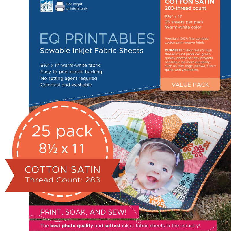 Cotton Satin Inkjet Fabric Sheets 8.5in x 11in