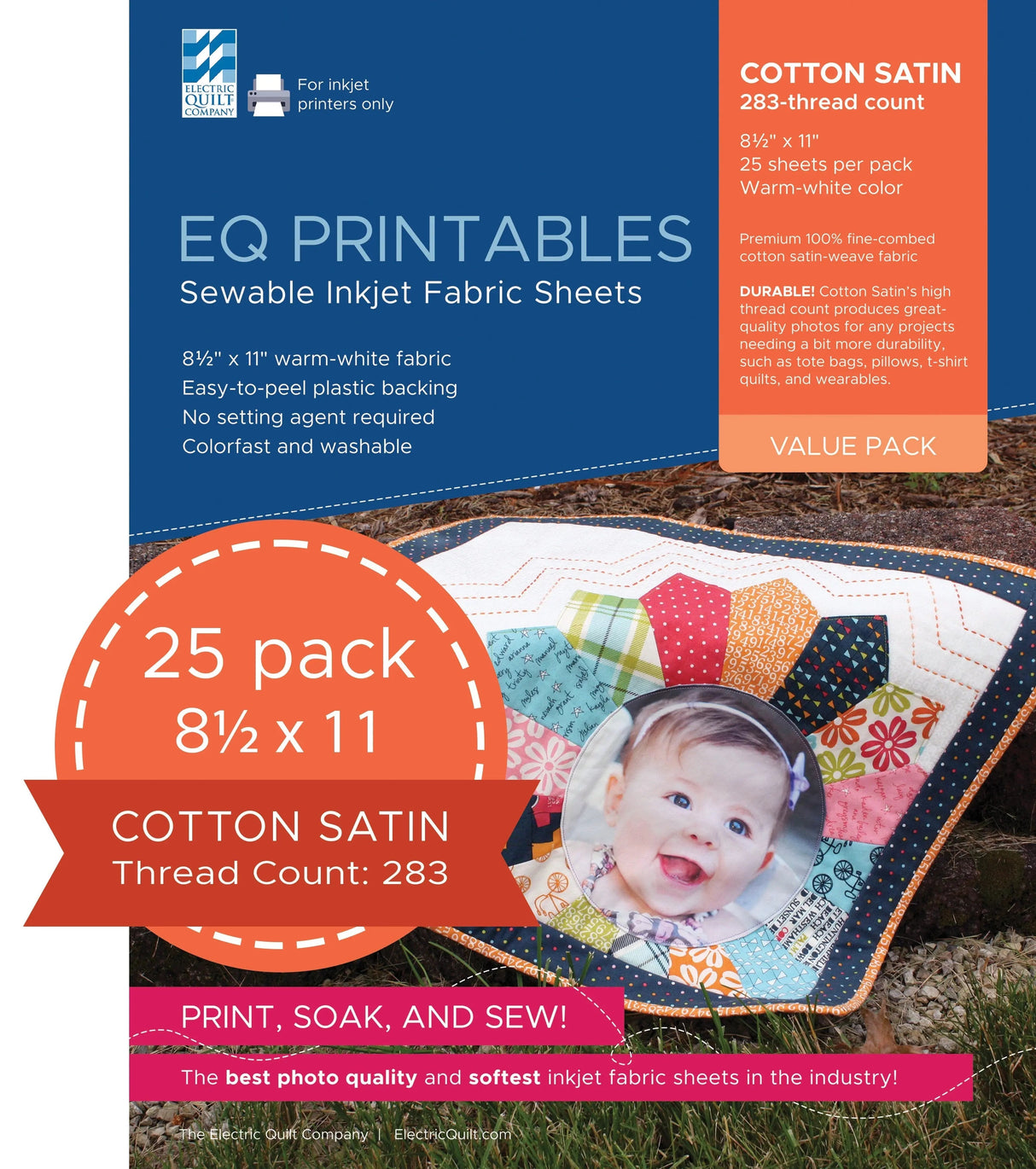 Cotton Satin Inkjet Fabric Sheets 8.5in x 11in