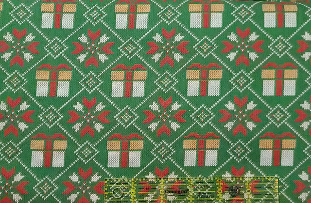 Quilting Cotton Present Holiday Sweater Christmas Fabric