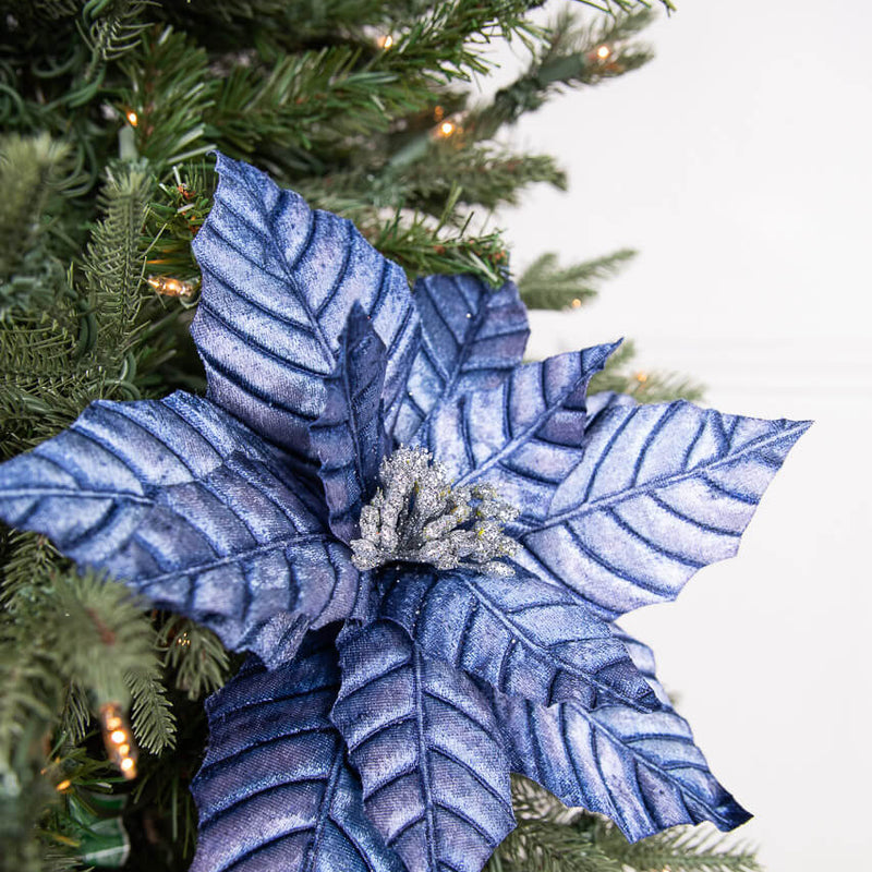 22” x 12" Pressed Poinsettia Stem - Navy