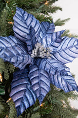 22” x 12" Pressed Poinsettia Stem - Navy