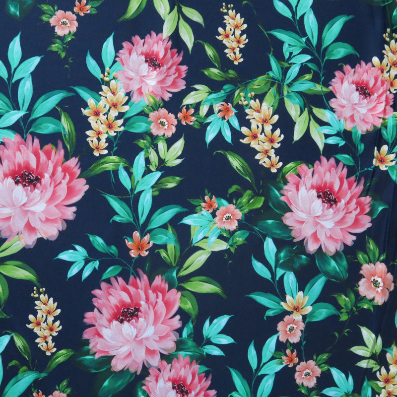 Swim Knit Pretty Peony on Navy