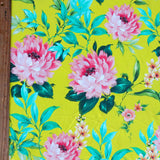 Swim Knit Pretty Peony on Yellow Nylon Spandex