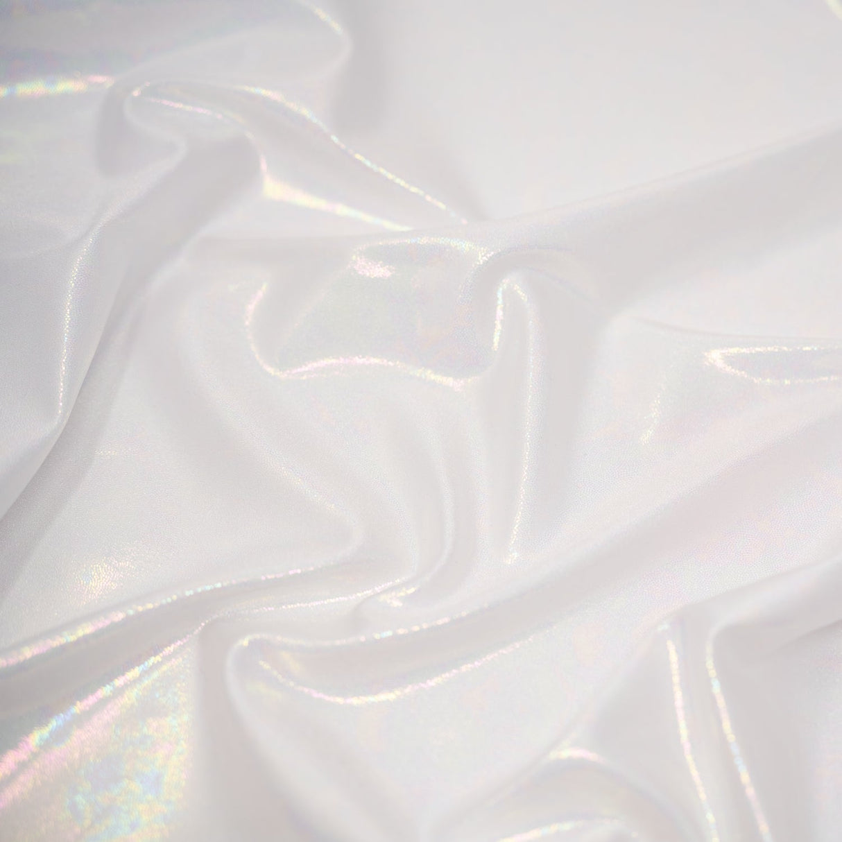 Prismatic Foiled Spandex Nylon Spandex Fabric - Silver/Rainbow, White/Rainbow, Green/Rainbow, Sunshine/Rainbow, Tangerine/Rainbow, Hot Pink/Rainbow, Viola/Rainbow, Royal/Rainbow, 54" Width, 4-Way Stretch (1 Yard)