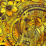 Pua Tatau Peachskin Fabric - Polynesian Tattoo Floral Print, 44/45" Width (1 Yard)