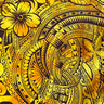 Pua Tatau Peachskin Fabric - Polynesian Tattoo Floral Print, 44/45" Width (1 Yard)