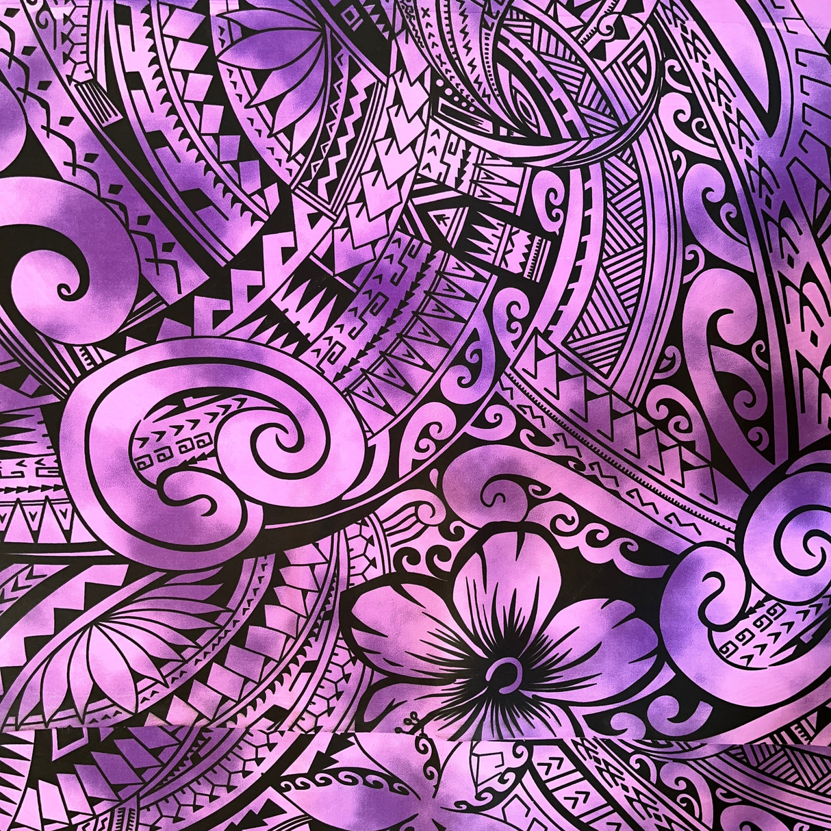 Pua Tatau Peachskin Fabric - Polynesian Tattoo Floral Print, 44/45" Width (1 Yard)